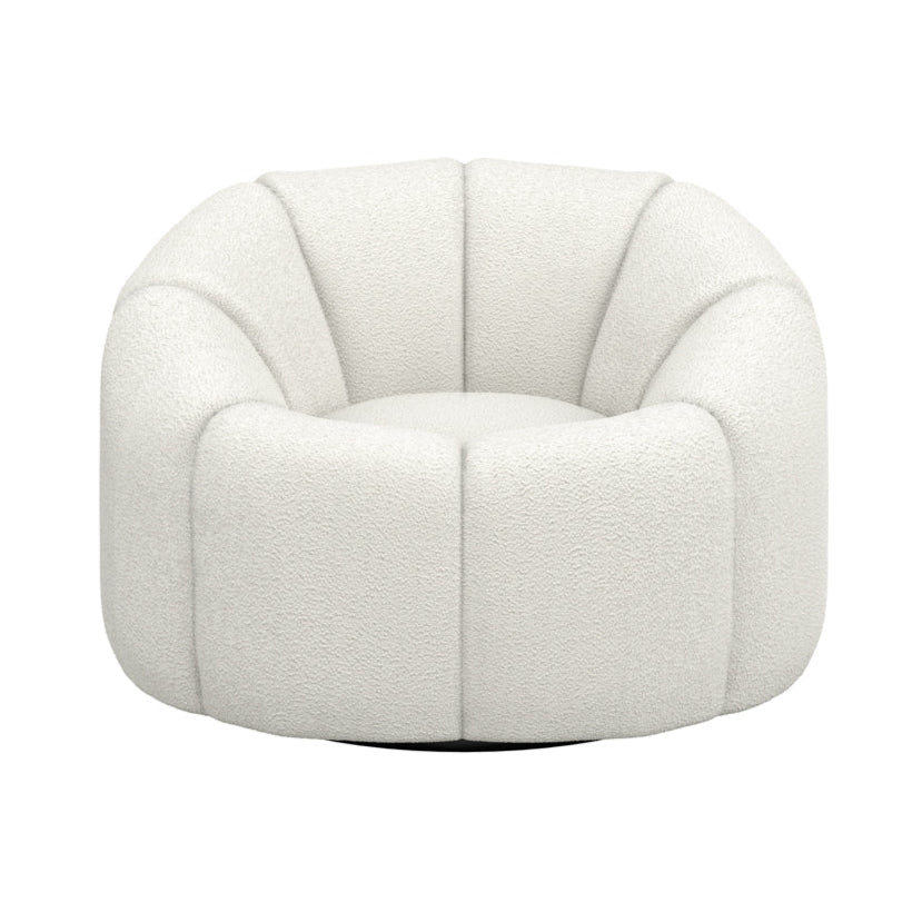 Nao Ivory White Boucle Swivel Accent Chair